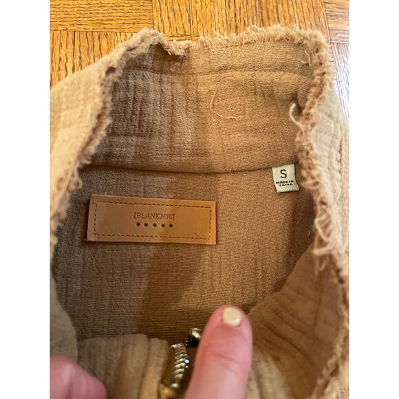 BlankNYC Cotton Voile Gauze raw edge Bomber Jacket small - Picture 7 of 11